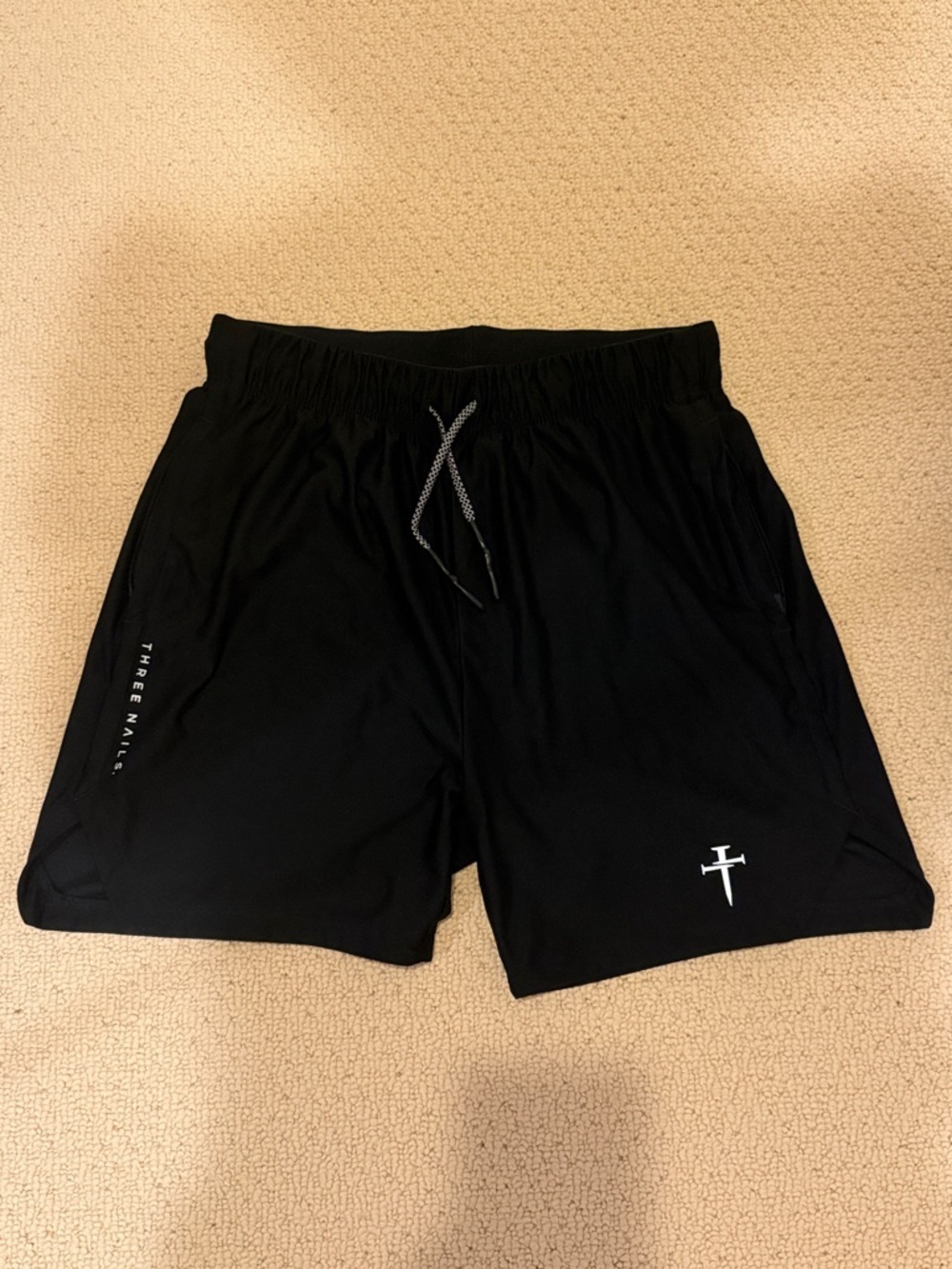 Three Nails Men's Black Athletic Training Shorts